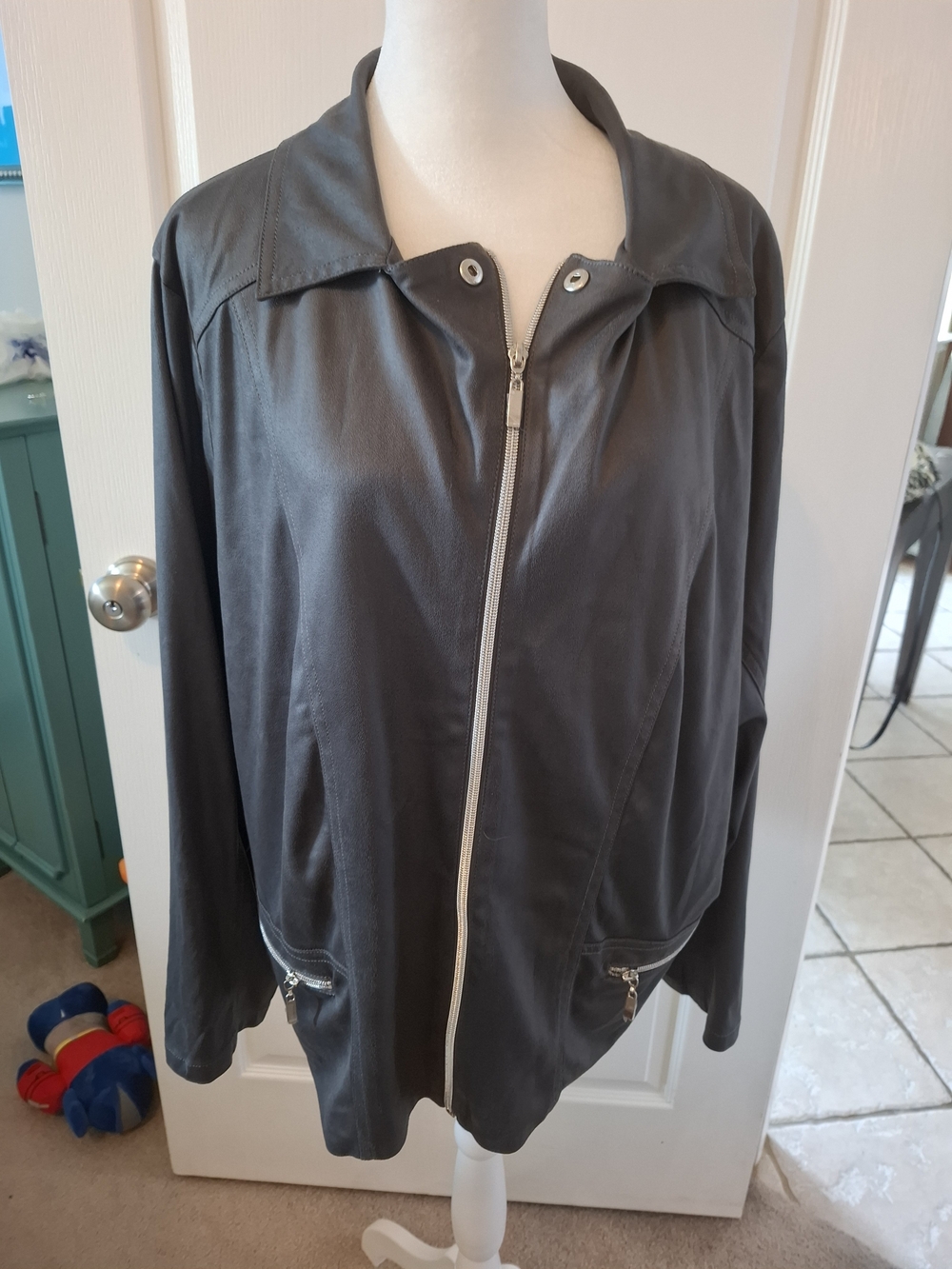 Allison Daley Slate Gray Zip-Front Jacket